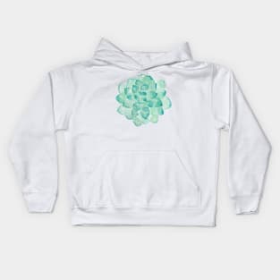 Watercolor Succulent print in seafoam green Kids Hoodie